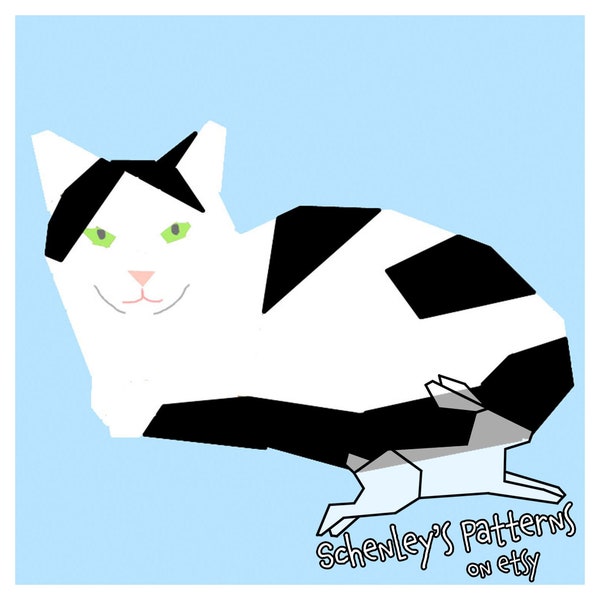 Spotted Cat paper-piecing pattern, PDF