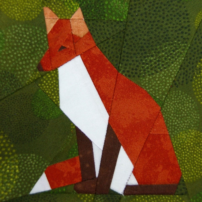 Red Fox paper-piecing quilt pattern PDF | Etsy