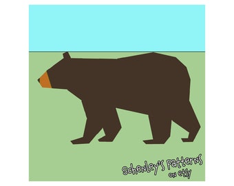 Black Bear paper-piecing quilt pattern, PDF