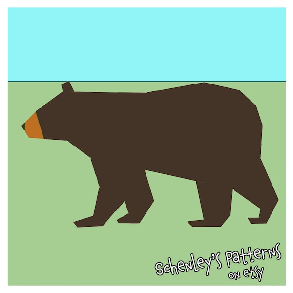 Black Bear paper-piecing quilt pattern, PDF