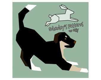 Playful Puppy paper-piecing quilt pattern 10", PDF