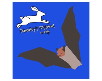 Little Brown Bat paper piecing quilt pattern, PDF