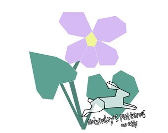 Violet Flower Paper-Piecing Quilt Pattern PDF