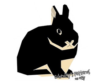 Netherland Dwarf Rabbit paper-piecing pattern, PDF