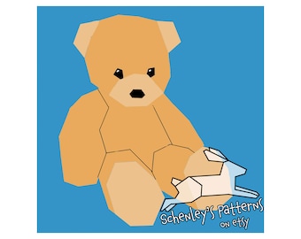 Teddy Bear Paper-Piecing Quilt Pattern, PDF