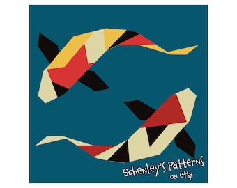 Koi Fish Paper-Piecing Quilt Pattern, PDF