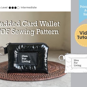 パッド入りカードウォレットの型紙（PDF）｜キルティングカードホルダーの型紙｜DIYウォレットの作り方｜即時ダウンロード