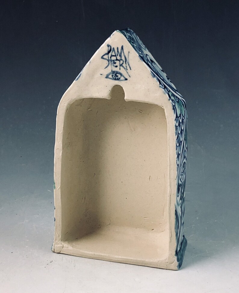 blue and white Free shipping Little magic house in teal