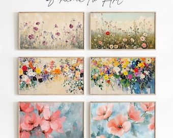Vintage Floral Digital Art for Samsung Frame TV – Contemporary Wall Gallery, Instant Download