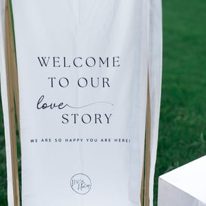 Custom Wedding Welcome Sign for Ceremony Personalized Fabric Banner with Names and Date Boho Rustic Elegant Wedding Decor