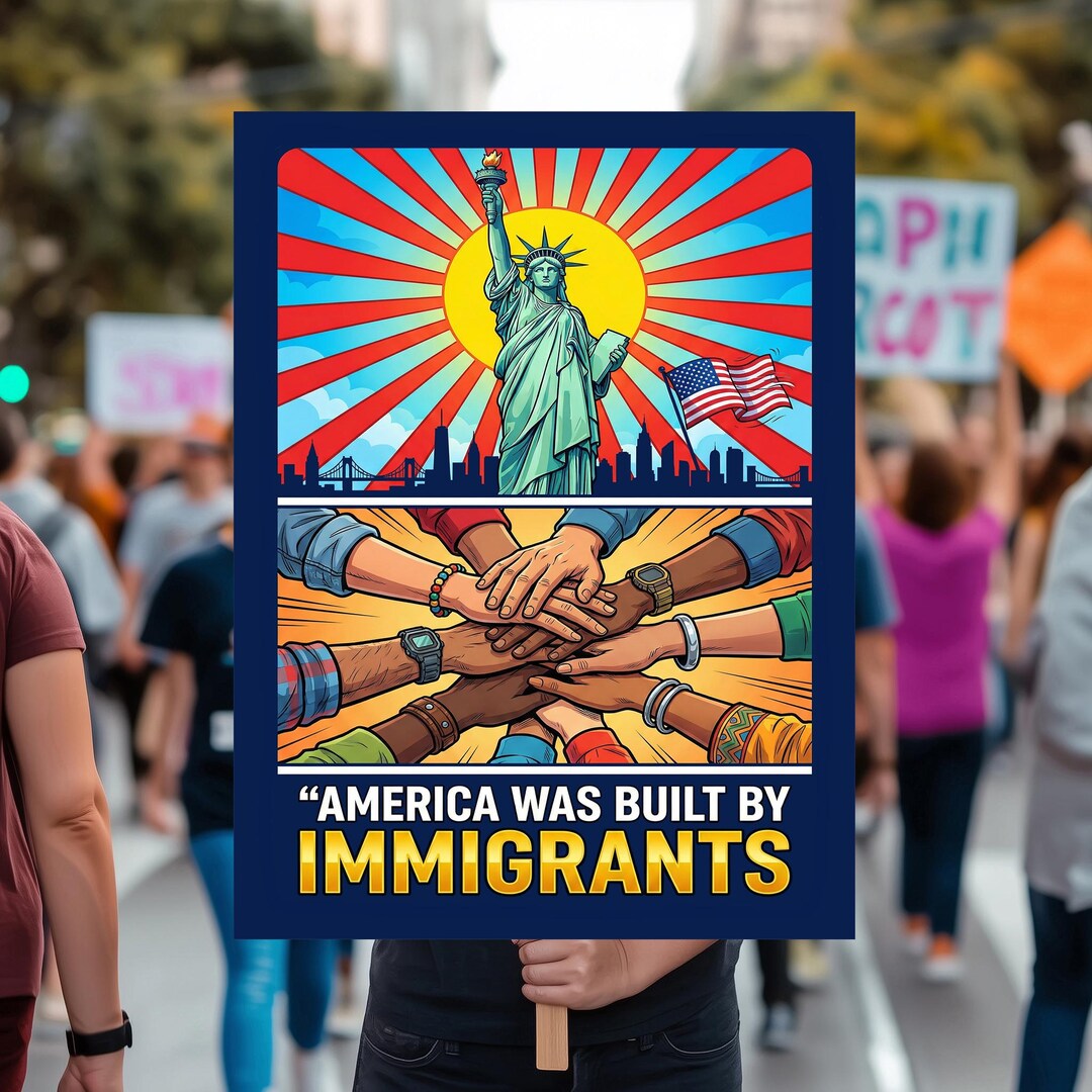 America Was Built by Immigrants Poster: Pro Immigration Sign Statue of ...