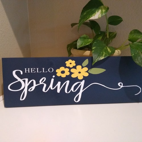 Reversible Spring/summer Wood Blocks Hello Spring Two Sided - Etsy