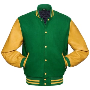 Wool & Leather Varsity Letterman Jacket: American Style KHAADE
