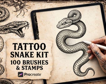 Snake Tattoo Brushes for Procreate, Procreate Scales Texture, Procreate Tattoo Stamps, Procreate Brushes for iPad, Instant Digital Download
