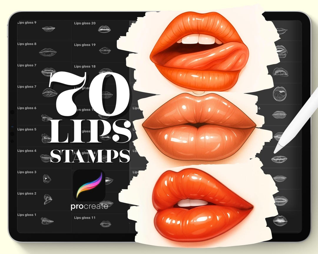 Procreate Lips 70 Procreate Lips Stamps, Procreate Brush, Mouth Procreate Stamps, Lips ...