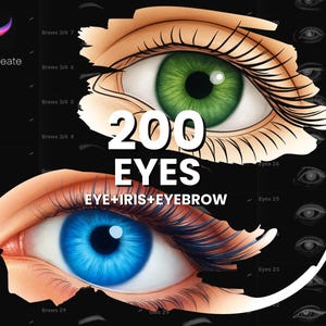Ultimate Procreate Eyes, Iris, Brows and Lashes Bundle | Female Portrait & Makeup Design