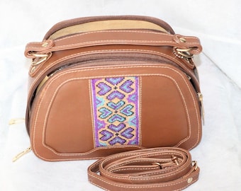 Handmade Embroidered Leather Crossbody Bag | Boho Floral Purse