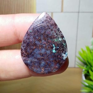 chrysocolla  native copper in chalcedony/ Cabochon / Gemstone / Pendant Size : 34x25x5 mm