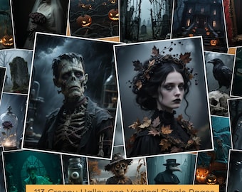 不気味なハロウィンジャンクジャーナルキット 印刷可能なジャーナル