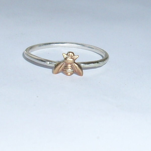 Little Bee- Sterling Silver and Brass -Stacking Ring