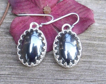 Hematite and Sterling Earrings