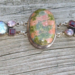 Unakite with sterling silver bracelet B 207 image 4