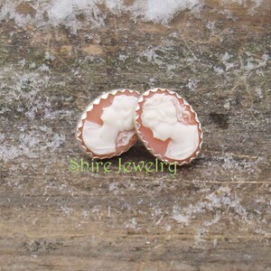 Pink Victorian Lady Cameo Earrings image 2