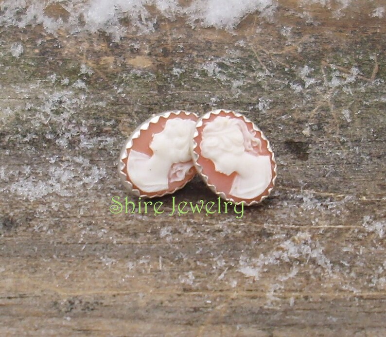 Pink Victorian Lady Cameo Earrings image 2