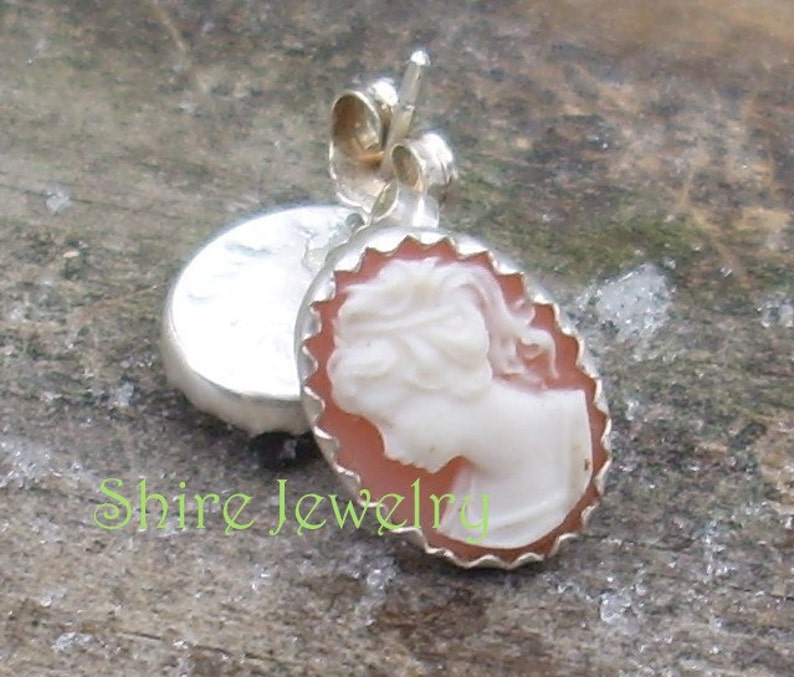 Pink Victorian Lady Cameo Earrings image 4