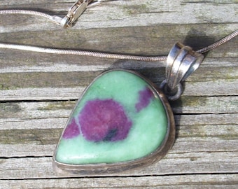 Ruby Zoisite Sterling Silver Pendant