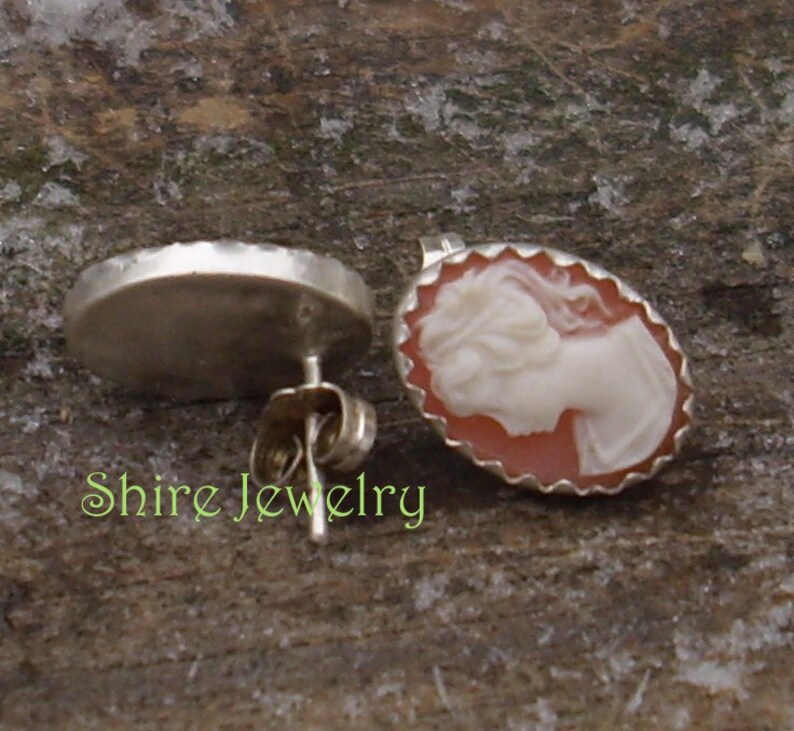 Pink Victorian Lady Cameo Earrings image 3