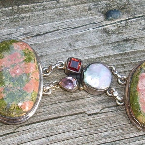 Unakite with sterling silver bracelet B 207 image 3