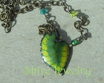 Leaf necklace- Enameled Necklace