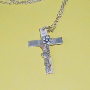 Silver Cross with a Flower image 1