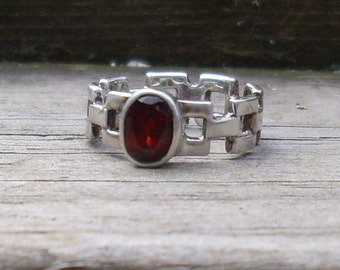 Handmade Garnet  Sterling Silver Ring