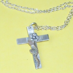 Silver Cross with a Flower image 4