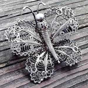 Filigree Butterfly Pin Brooch Beautiful ! 925 Sterling Silver