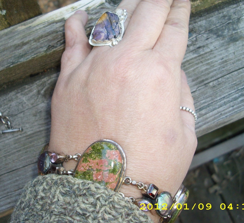 Unakite with sterling silver bracelet B 207 image 5