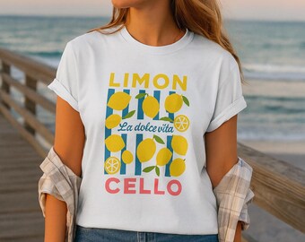 Limoncello T-Shirt – Vintage Lemon Print Graphic Tee, Italian Style La Dolce Vita