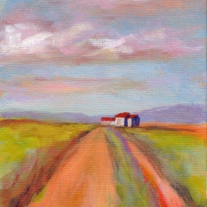Original 5x7 Oil Painting of a Home in the Fields