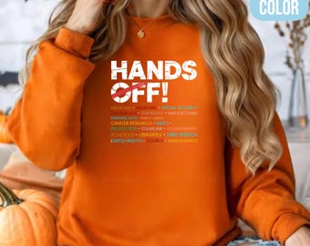 Gildan 18000 Graphic Sweatshirt - Hands Off Demonstration Sweatshirt - Langarm Rundhals-Sweatshirt für Herren - Damenbekleidung Sweat Shirt