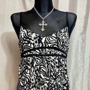 H&M Black White Zebra Print Cami Dress Size 34