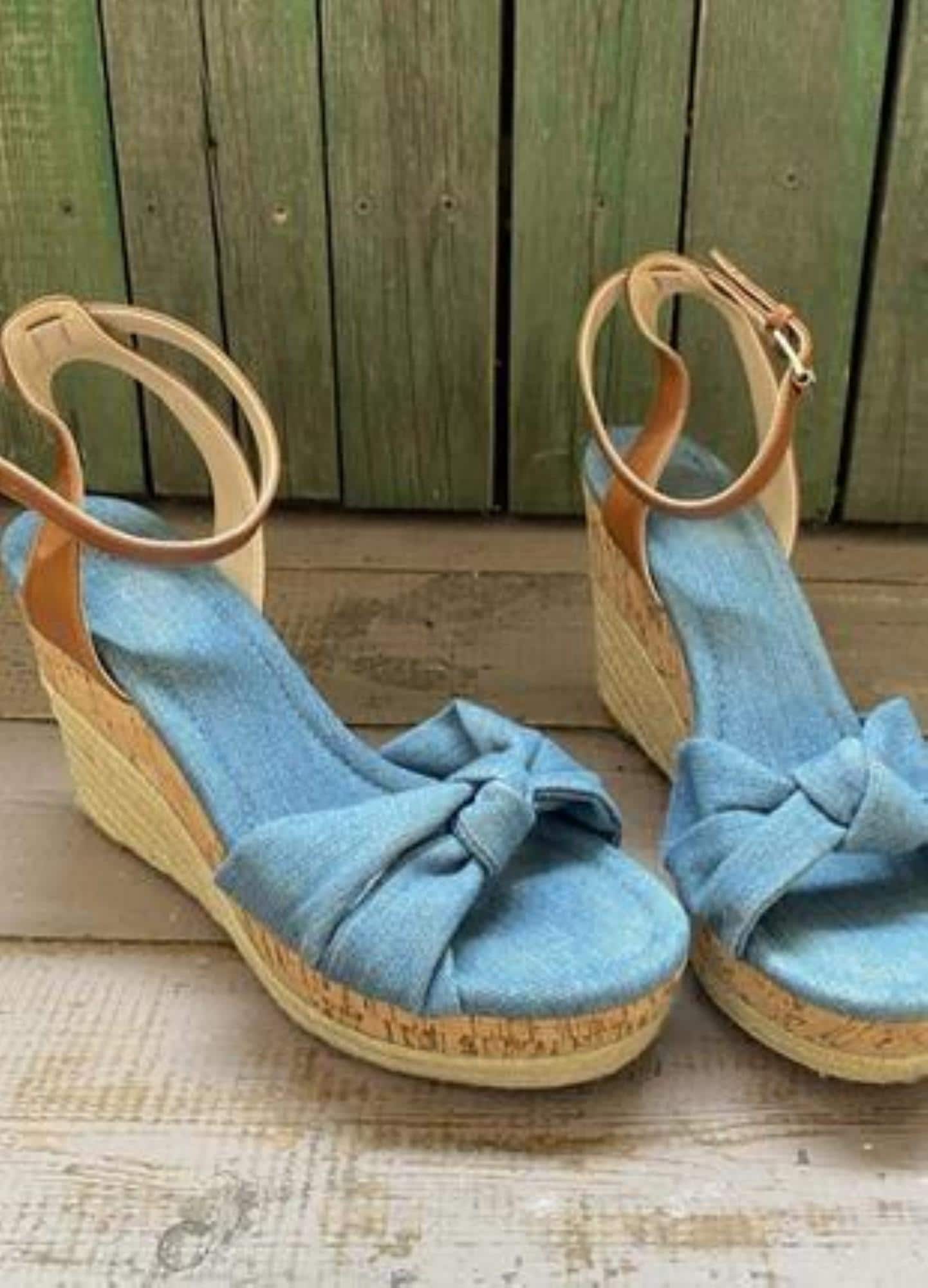 Denim Wedge Sandals