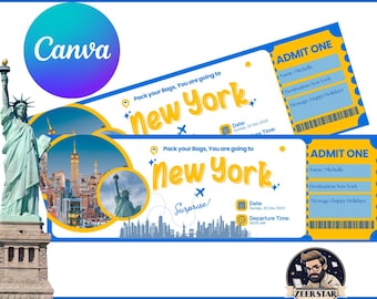 Editable New York Trip Reveal Ticket, NYC Boarding Pass (Digital Download)
