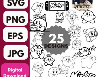 Kirby SVG Bundle, Gamer Clipart (Digital Download)