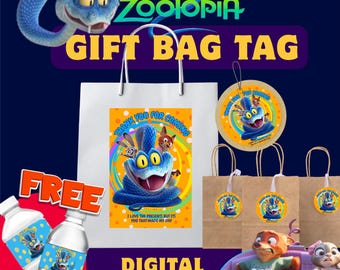 Etiquetas editables para bolsas de golosinas de Zootopia 2, etiquetas gratuitas para botellas de agua (descarga digital)