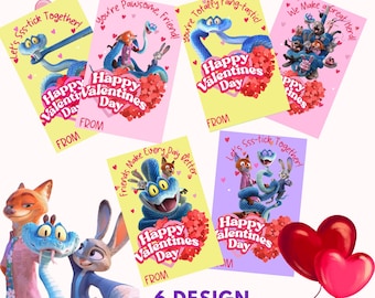 Zootopia Valentine Cards, Kids Classroom Valentines (Digital Download)