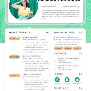 Resume Template Canva with Cover Letter, 1 Page Resume Template Canva , Modern and creative Resume with photo