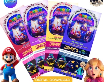 Super Mario Galaxy Movie Ticket Birthday Invitation (Digital Download)