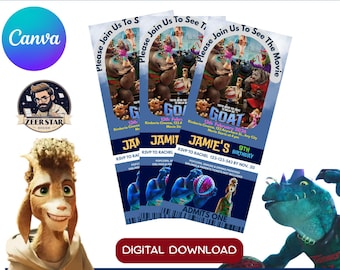 Editable GOAT Movie Ticket Invitation, Printable Cinema Birthday Invite , Canva Editable Ticket Stub,Instant Download Party Invite